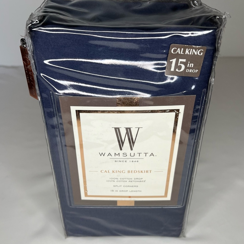 Cal King Bedskirt, dark blue- Wamsutta NEW